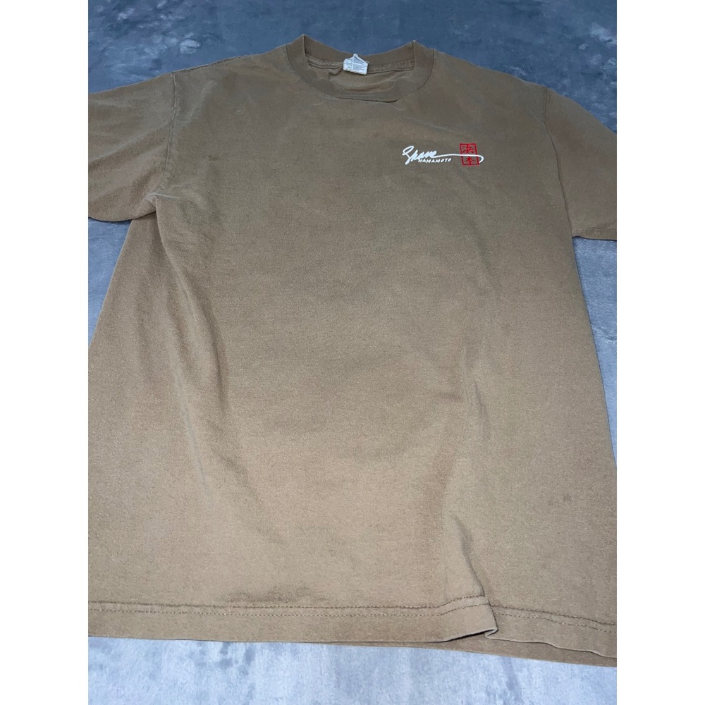 Shane Hamamoto Menpachi Graphic T-Shirt Tan Brown Fish Art Mens Medium